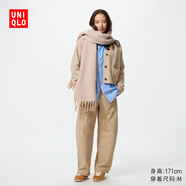 優(yōu)衣庫女裝針織廓形長(cháng)褲/彎刀鐮刀褲子483722 482287 482287/32深米色 L