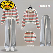 G.duck10歲女孩春裝套裝11女童春秋13衣服12到15大童女裝2025新款初中生 紅灰上衣+灰色褲子【春秋】 常規 150 cm 適合身高145-152cm 建議7