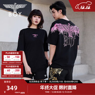 BOY LONDON【白羽入夜】春夏情侶款潮牌紫外線(xiàn)變色短袖T恤N01914 黑印粉 （玫紅色光變印花） XS