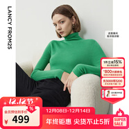 朗姿【朗姿羊毛Basic衣櫥】純羊毛法式毛針織衫冬季新款修身長(cháng)袖毛衣 深薄荷綠色2 XL