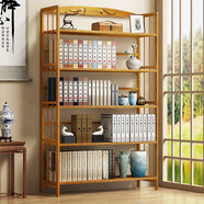 安爾雅 楠竹簡(jiǎn)易書(shū)架落地置物博古架客廳辦公室書(shū)架柜子層架收納架5層90