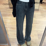 Rindu藍灰色直筒牛仔褲女2026年春季新款高腰顯瘦闊腿長(cháng)褲梨形身材褲子 藍色 常規 S 建議80-95斤