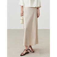 月影披夢(mèng)夏季新品真絲半身裙中長(cháng)款  松緊腰斜裁感桑蠶絲高腰包臀裙 香檳色 XL (125-140斤)