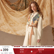 兩三事長(cháng)袖連衣裙女春季新款復古裙子秋季穿搭長(cháng)裙秋裝天生藝術(shù)家 杏色 L