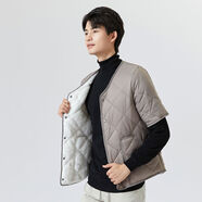 凡科短袖棉衣男加絨加厚棉服中老年人半袖保暖無領內(nèi)膽小棉襖內(nèi)穿護肩 2455羊羔絨卡其加絨 L （120-130斤內(nèi)）