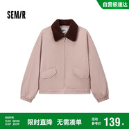 森馬（Semir）外套女oversize插肩袖仿羊羔毛毛領(lǐng)冬季2024夾棉夾克109724108016