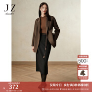 玖姿·安娜蔻商務(wù)通勤簡(jiǎn)潔氣質(zhì)百搭毛呢A字半身腰裙女2024冬款 素黑 M