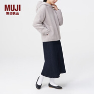 MUJI女式 長(cháng)毛抓絨 拉鏈連帽衫 秋冬季保暖 加絨短外套 BBJ21C3A 淺灰色 M (160/84A)