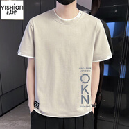 A21以純2025新款夏季純棉T恤男潮流寬松服潮牌學(xué)生短袖上 淺灰色  L