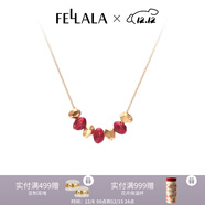翡拉拉（fellala）「石榴籽」紅色項鏈高級設計感輕奢微笑鎖骨鏈節日生日禮物送女友 項鏈