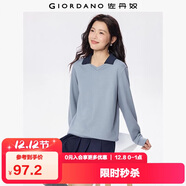 佐丹奴衛衣女裝秋冬新款霧彩色時(shí)尚撞色V字翻領(lǐng)套頭上衣05325807