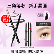 蘭瑟（LANSUR）恒采塑型自動眉筆雙頭自然防水防汗精細持久女新手入門野生眉正品 【新款4芯】01#晨霧灰