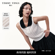 糖力商場(chǎng)同款 2025夏季新款娃娃領(lǐng)無(wú)袖桑蠶絲混紡針織衫上衣女 白色 桑蠶絲混紡 手感細膩 S (建議80-105斤)