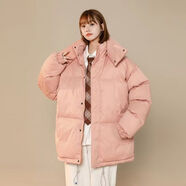 薩肯貓（SAKENMAO）棉衣棉服女冬季2025韓系時(shí)尚加絨加厚保暖面包服棉襖外套 粉紅色 2XL