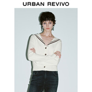 UR2026春季新款女裝學(xué)院風(fēng)海軍領(lǐng)口袋針織開(kāi)衫UYY950079+ 米白 M