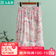 AB內衣睡褲女中老年春夏純棉居家吸汗寬松透氣女士中褲薄款家居褲 紅牡丹G790 4XL