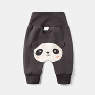 小巧狐2026秋冬新款小童PP褲休閑褲子男女寶寶印花加絨褲兒童哈倫褲YDF 1988深灰熊貓（春秋） 100