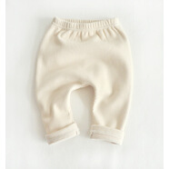 兒童褲子韓版嬰幼兒大襠高腰褲寶寶磨毛絨不包腳大襠褲秋冬款 米色 66 碼