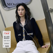 MO&Co.學(xué)院風(fēng)短款千金針織衫上衣女小香風(fēng)針織開(kāi)衫針織衫女摩安珂 黑色-第2批 S 160