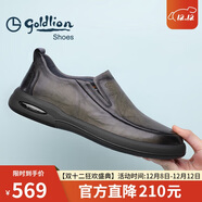 金利來(lái)（Goldlion）男鞋男士休閑鞋時(shí)尚商務(wù)舒適套腳休閑皮鞋G506310110RRB灰色-40