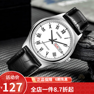 卡西歐（CASIO） 卡西歐(CASIO)男表休閑簡(jiǎn)約石英皮帶手表學(xué)生腕表商務(wù)送男友禮物 男表白盤(pán)黑帶MTP-V006L-7B