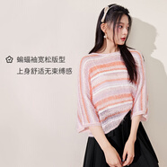 秋水伊人寬松休閑舒適針織衫2025年秋季新款女花色蝙蝠袖針織上衣 粉紫 M