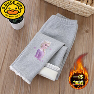 G.duck女童棉外穿打底褲春秋款長(cháng)褲兒童裝寶寶小女孩洋氣公主褲子 灰色-蕾絲邊愛(ài)莎-加絨款 110 cm