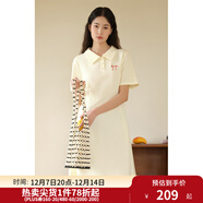 獨束大碼女裝學(xué)院風(fēng)時(shí)尚減齡連衣裙微胖MM夏日休閑隨性顯瘦POLO裙 米杏色 XL (尺碼：3)