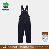TEXWOOD蘋(píng)果牛仔褲女背帶褲可調節肩帶通勤休閑高腰顯瘦女褲 深藍色 XL