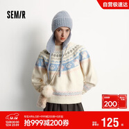 森馬（Semir）毛衣女冬小狗費爾島寬松插肩袖衣服2025俏皮軟糯毛衫109725107005
