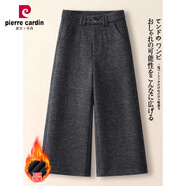 皮爾卡丹（pierre cardin）媽媽闊腿褲秋冬加絨加厚小個(gè)子八分羊毛呢直筒褲九分呢子褲配短靴 深灰八分加絨 2566 加厚 L 28碼