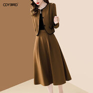 歐迪鳥(niǎo)（ODYBIRD）香風(fēng)時(shí)尚套裝裙女2025秋冬新款長(cháng)袖外套顯瘦半裙氣質(zhì)兩件套 焦糖色 S