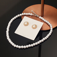 玖維婭（Jiuvia）珍珠項鏈年輕款鎖骨鏈新娘珍珠短款項鏈頸鏈日韓甜美氣質(zhì)簡(jiǎn)單百搭 項鏈+耳針