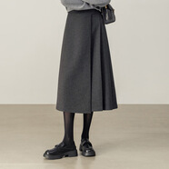 忻縈不規則百褶裙半身裙女冬超好看冬裙呢子百褶長(cháng)裙 炭灰色 XL