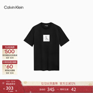Calvin KleinJeans夏季男士通勤休閑ck線(xiàn)型鏤空印花純棉圓領(lǐng)內搭短袖T恤上衣 BAE-太空黑 2XL