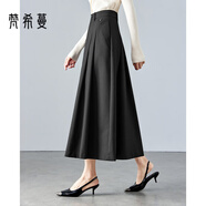 梵希蔓半身裙女傘裙2025秋季新款a字中長(cháng)裙子遮肚顯瘦 M2689 黑色 S