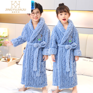 童裝兒童睡袍浴袍秋冬款男女童睡衣珊瑚絨中大童法蘭絨加厚家居服 長(cháng)毛波紋淺藍 170 L碼身高160-170cm