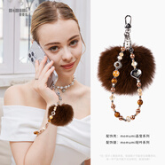 麥麥米【百搭送禮】手機鏈  手機掛繩手腕時(shí)尚百搭狐貍毛珍珠鏈串珠 高檔女士手機繩 琥珀金丨真狐貍毛百搭含墊片