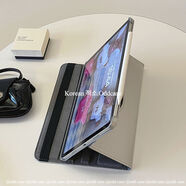 韓國ins銀色平板保護套ipadpro11air6109寸豎橫屏翻蓋休眠支架旋轉殼10代97102皮套迷你45mini 旋轉書(shū)本式-銀色 iPadMini1237點(diǎn)9英寸