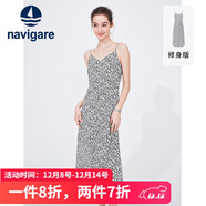Navigare意大利小帆船女士細吊帶連衣裙修身長(cháng)裙2322874510 白/黑 S 
