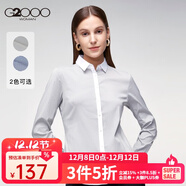 G2000商務(wù)OL通勤女裝休閑上衣 新款簡(jiǎn)約清新條紋長(cháng)袖襯衫00740411 灰白色/00 XXS