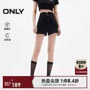 ONLY2025秋季新款蝴蝶結水洗高腰顯瘦A字短褲牛仔褲女|125143010 J19黑牛仔 S