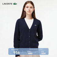 LACOSTE法國鱷魚(yú)女裝時(shí)尚舒適V領(lǐng)開(kāi)衫毛衣長(cháng)袖針織衫女|AF9545 166/藏青色 XS 34