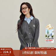 茵曼（INMAN）2025冬季女裝新款學(xué)院風(fēng)polo領(lǐng)假兩件麻花毛衣英倫針織 花灰色 L