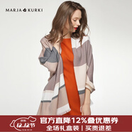 瑪麗亞·古琦（MARJA KURKI）羊毛圍巾女冬季 禮盒裝保暖披肩圍巾兩用 千鳥(niǎo)格圍脖女禮物 棕/灰