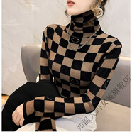 知溫天鵝絨高領(lǐng)打底衫毛衣女2026年秋冬女士洋氣內搭針織衫上衣女 褐色笑臉 L 建議115-130斤