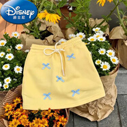 迪士尼（Disney）女童韓系洋氣多巴胺穿搭兒童女寶寶小眾可愛(ài)甜美系蝴蝶結半身裙褲 黃色含安全褲 80 cm