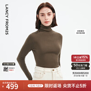 朗姿【秀款 明星同款】純羊毛無(wú)縫針織衫上衣內搭打底衫曠野美拉德女 深橄欖綠色 2XL