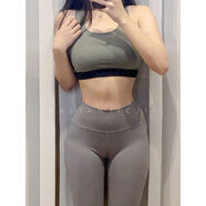 楊柳嬋不防尷尬線(xiàn)提臀顯瘦休閑褲女長(cháng)款小心機瑜伽健身褲子大碼 卡其灰 M M