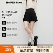 紅袖學(xué)院風(fēng)百褶半身裙春季2025新款女裝字母金屬裝飾立體顯瘦氣質(zhì)短裙 黑050 L